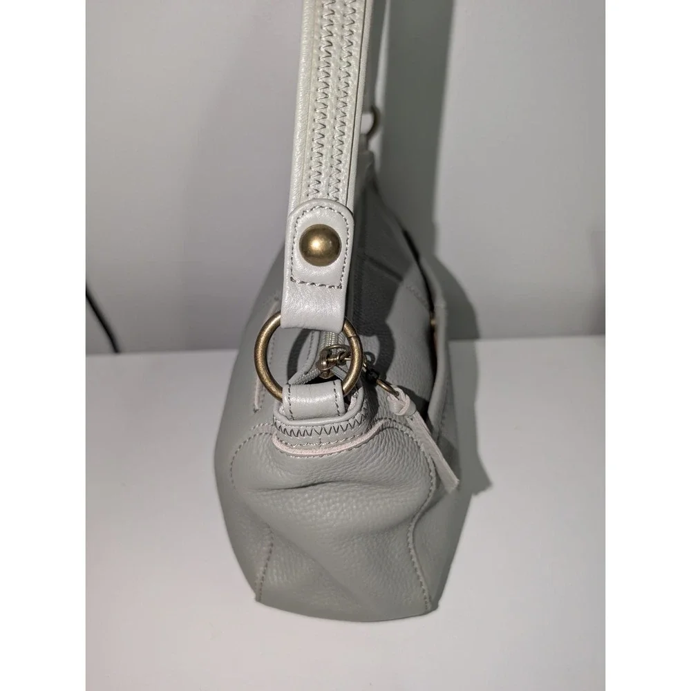 THE‎ SAK Iris Hobo Pebbled Leather Gray Antique Hardware Chic 12x9x5